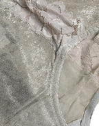 Dolce & Gabbana Gray Cotton Floral Lace High Waist Panty Underwear
