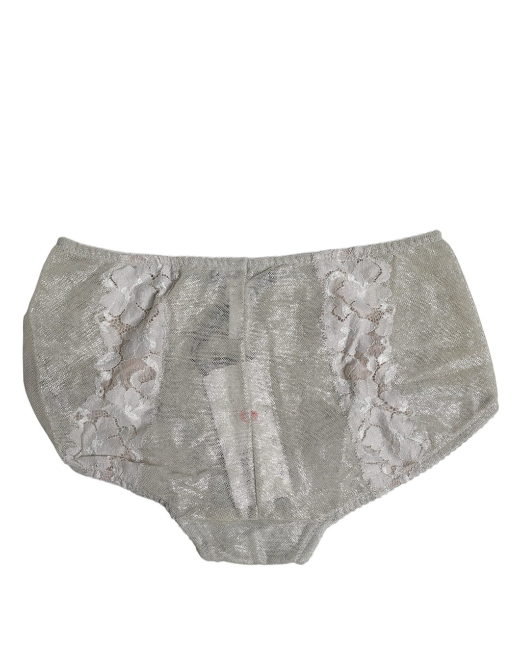 Dolce & Gabbana Gray Cotton Floral Lace High Waist Panty Underwear