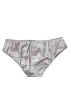 Dolce & Gabbana Gray Silk Stretch Bottom Low Waist Panty Underwear