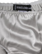 Dolce & Gabbana Gray Silk Stretch Bottom Low Waist Panty Underwear