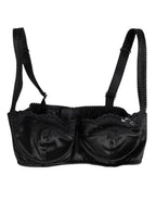 Dolce & Gabbana Black Silk Underwired Balconette Bra Underwear