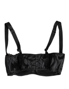 Dolce & Gabbana Black Silk Underwired Balconette Bra Underwear