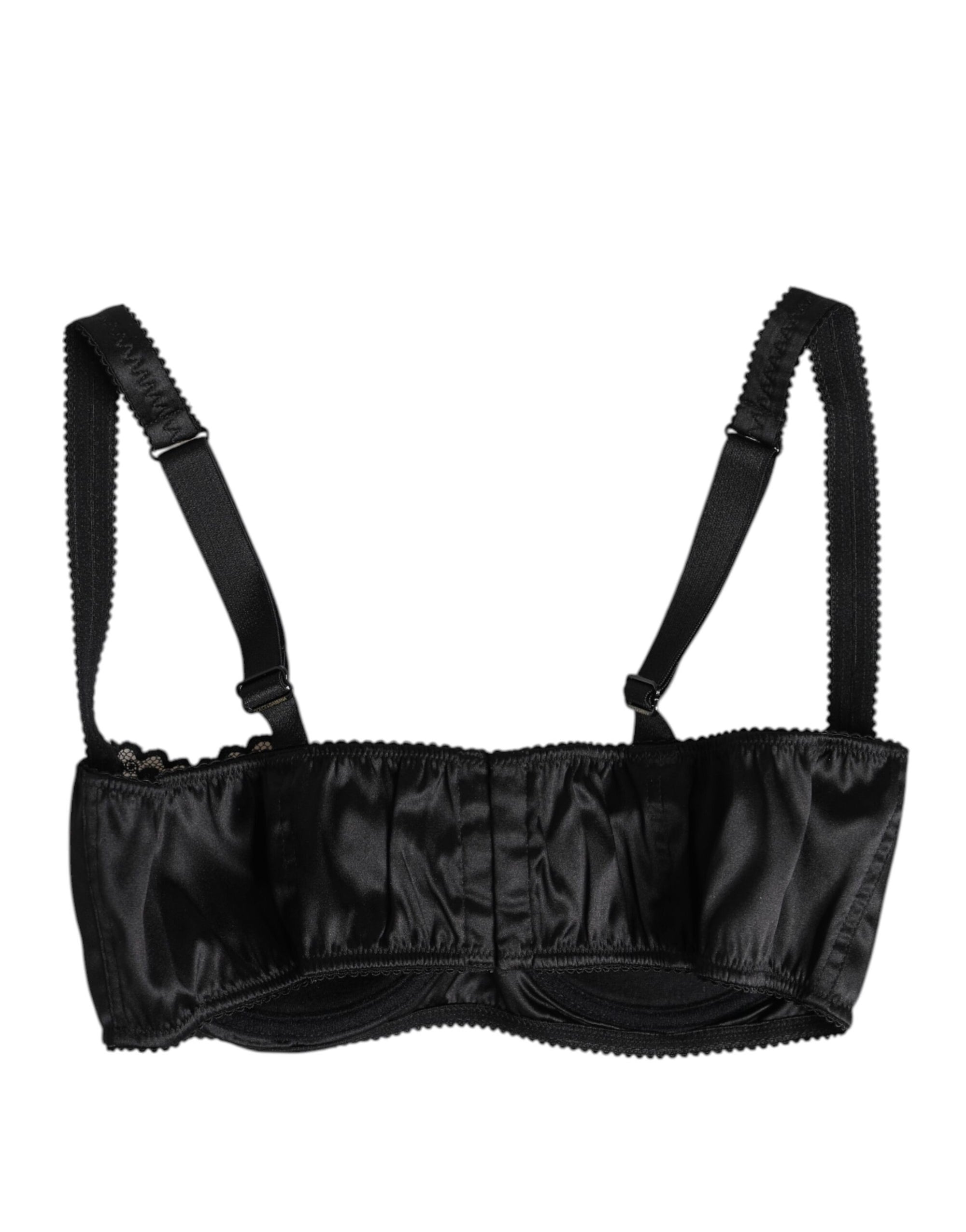 Dolce & Gabbana Black Silk Underwired Balconette Bra Underwear