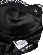 Dolce & Gabbana Black Silk Underwired Balconette Bra Underwear