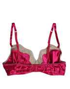 Dolce & Gabbana Magenta Floral Lace Silk Non Wire Bra Underwear