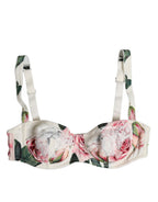 Dolce & Gabbana White Floral Balconette Underwired Bra Underwear