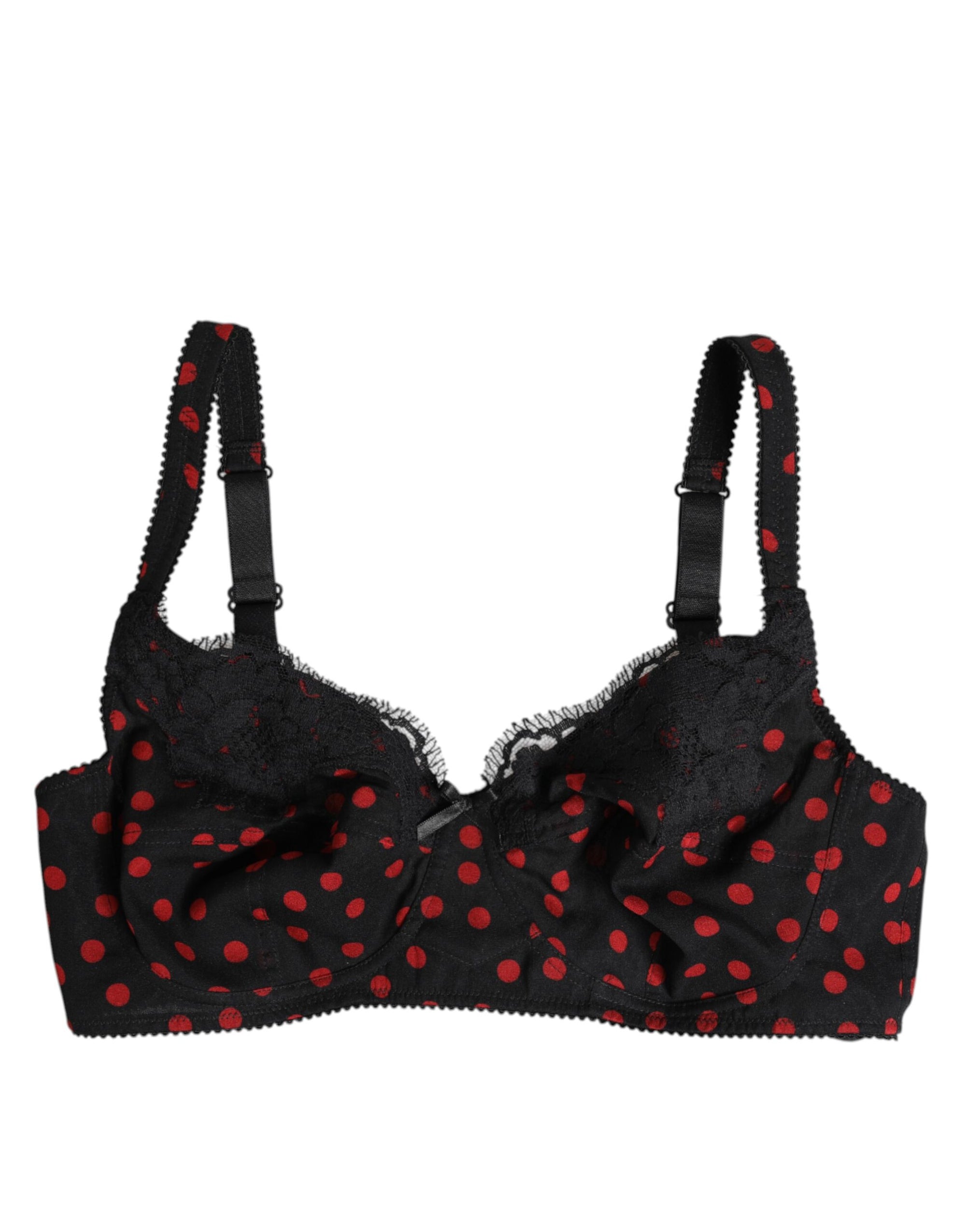 Dolce & Gabbana Black Red Polka Dot Underwired Balconette Underwear