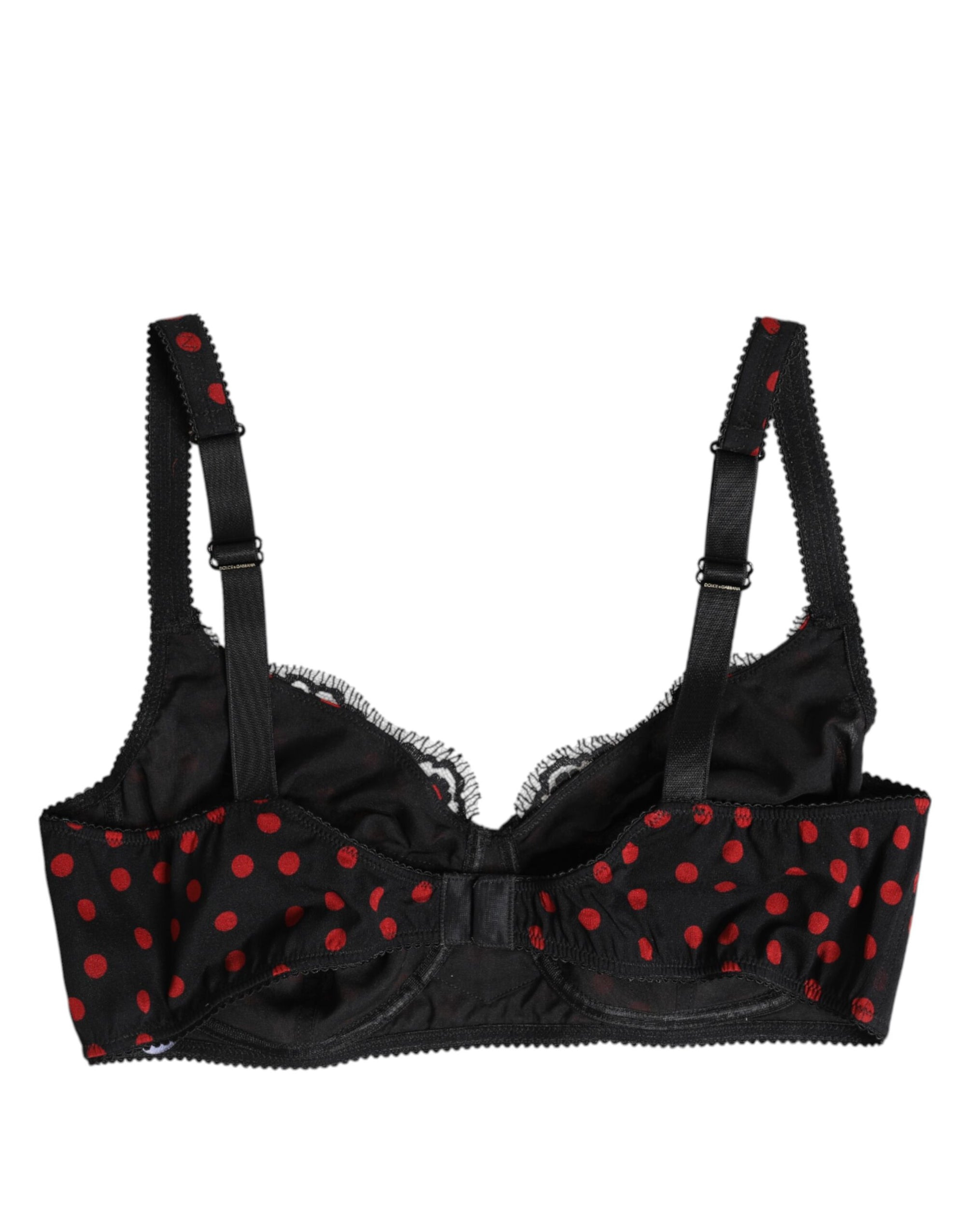 Dolce & Gabbana Black Red Polka Dot Underwired Balconette Underwear