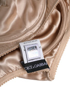 Dolce & Gabbana Biege Silk Underwired Balconette Bra Underwear