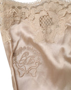 Dolce & Gabbana Beige Lace Silk Satin Tank Lingerie Underwear