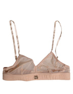 Dolce & Gabbana Powder Pink Nylon DG Logo Non Wire Bra Underwear