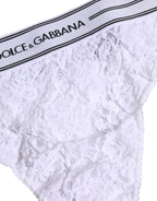 Dolce & Gabbana White Nylon Floral Lace Bottom Panty Underwear