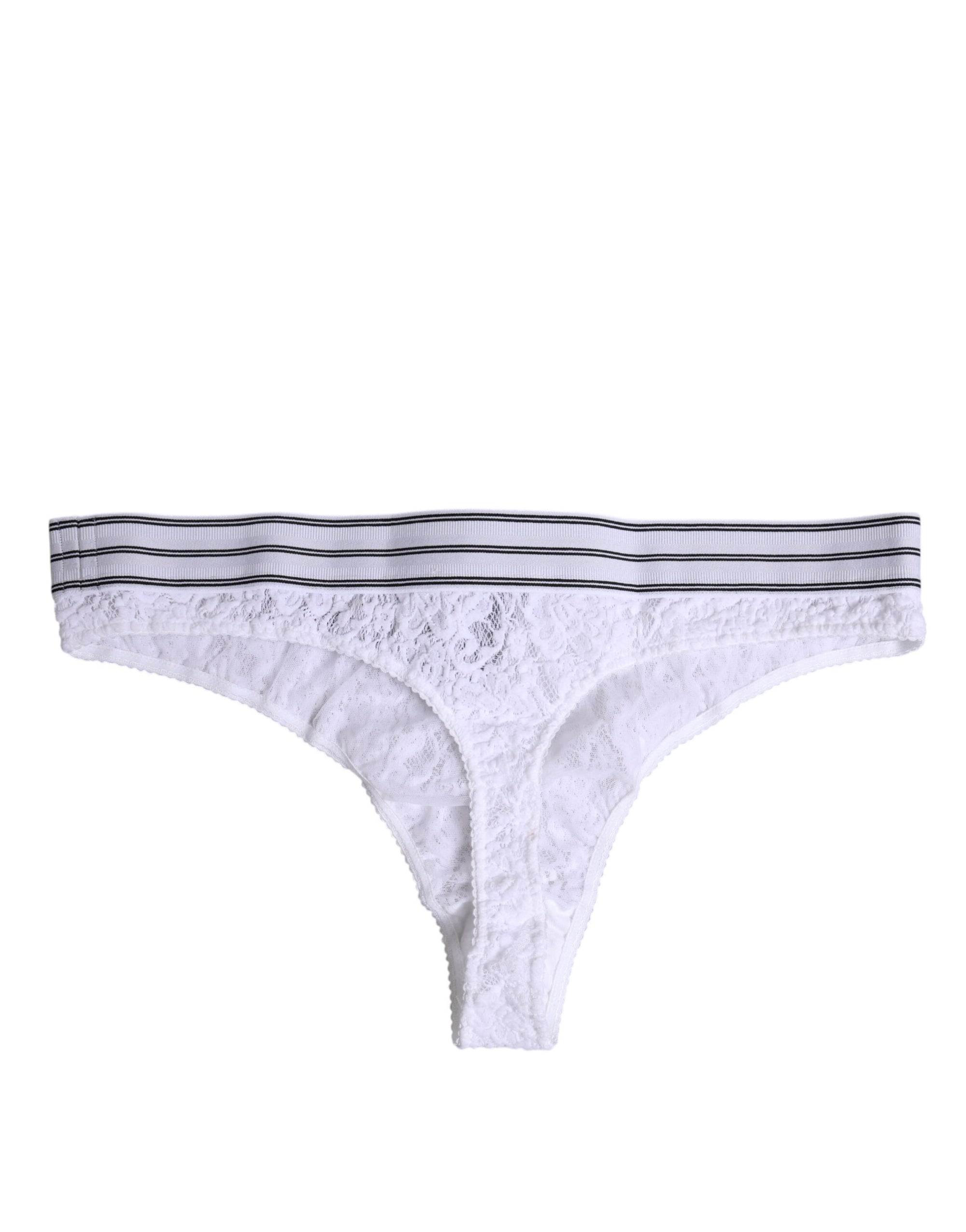 Dolce & Gabbana White Nylon Floral Lace Bottom Panty Underwear