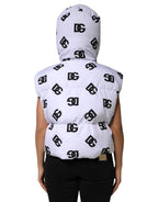 Dolce & Gabbana White Black DG Mania Polyester Puffer Jacket