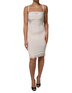 Dolce & Gabbana White Full Slip DG Logo Silk Dress Sleepwear