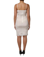 Dolce & Gabbana White Full Slip DG Logo Silk Dress Sleepwear