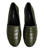 Dolce & Gabbana Green Exotic Leather Espadrilles Slip On Shoes