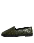 Dolce & Gabbana Green Exotic Leather Espadrilles Slip On Shoes