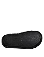 Dolce & Gabbana Black Polyester Velvet Slides Slipper Shoes