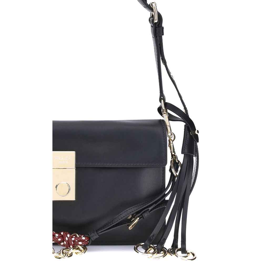 Prada Black Calf Leather Bos Taurus Shoulder Bag