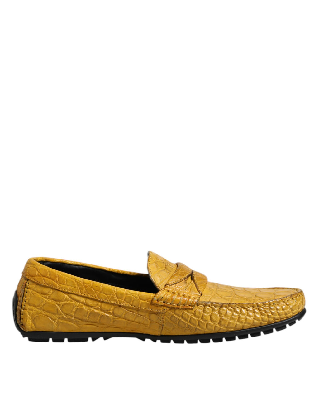 Dolce & Gabbana Yellow Exotic Leather Loafers Slip On Shoes