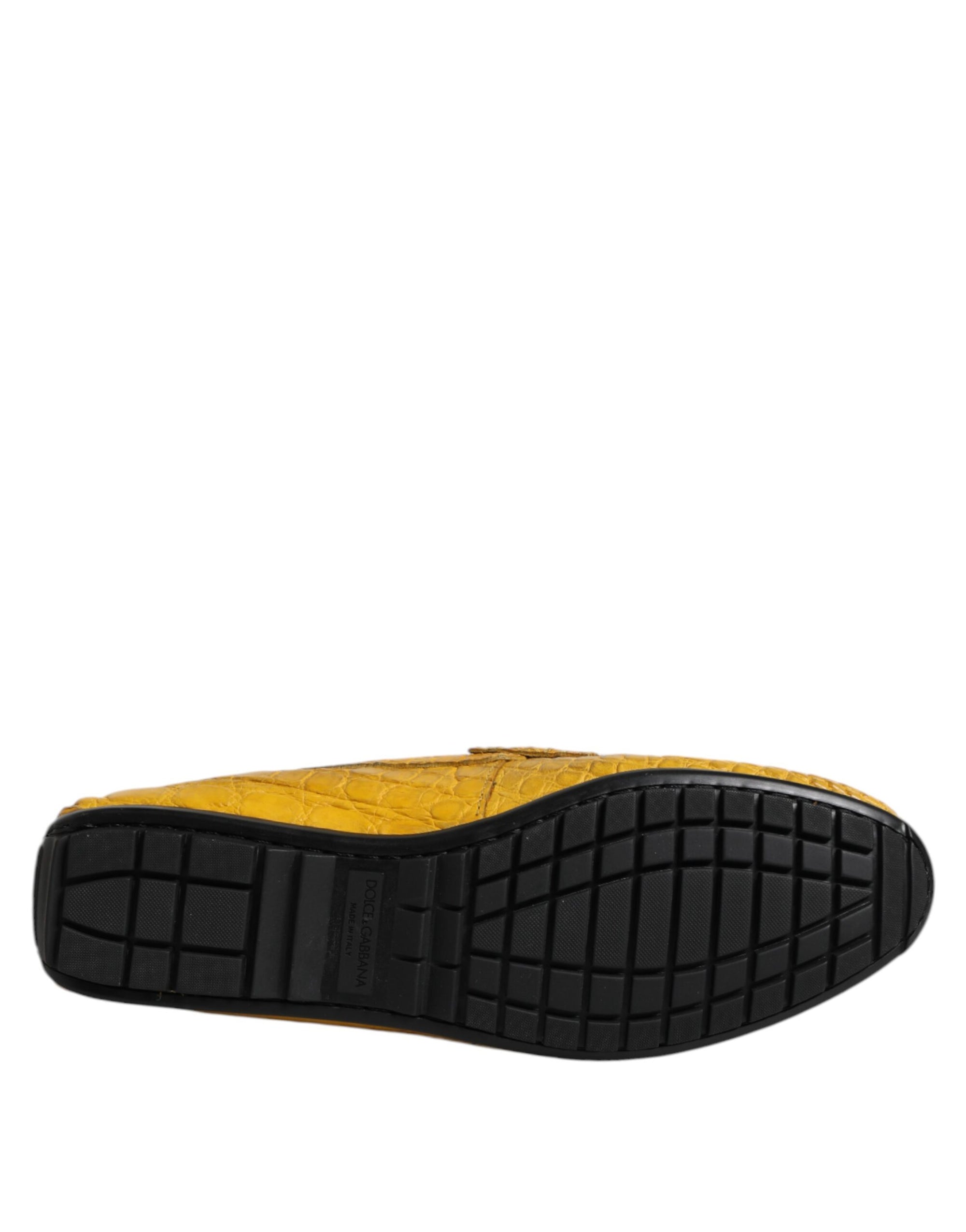 Dolce & Gabbana Yellow Exotic Leather Loafers Slip On Shoes