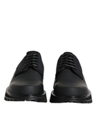Dolce & Gabbana Black Leather Lace Up Trekking Dress Shoes