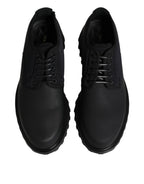 Dolce & Gabbana Black Leather Lace Up Trekking Dress Shoes