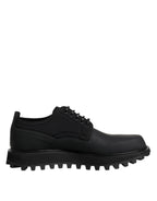 Dolce & Gabbana Black Leather Lace Up Trekking Dress Shoes