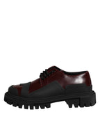 Dolce & Gabbana Red Leather Lace Up Trekking Dress Shoes