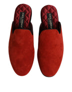 Dolce & Gabbana Orange Suede Slides Flat Slipper Shoes