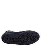 Dolce & Gabbana Dark Blue Leather KING High Top Sneakers Shoes