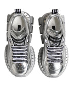 Dolce & Gabbana Silver Leather Super Queen Sneakers Shoes