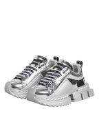 Dolce & Gabbana Silver Leather Super Queen Sneakers Shoes
