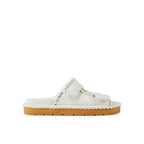 Bottega Veneta White Lamb Leather Flat Sandals