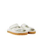 Bottega Veneta White Lamb Leather Flat Sandals