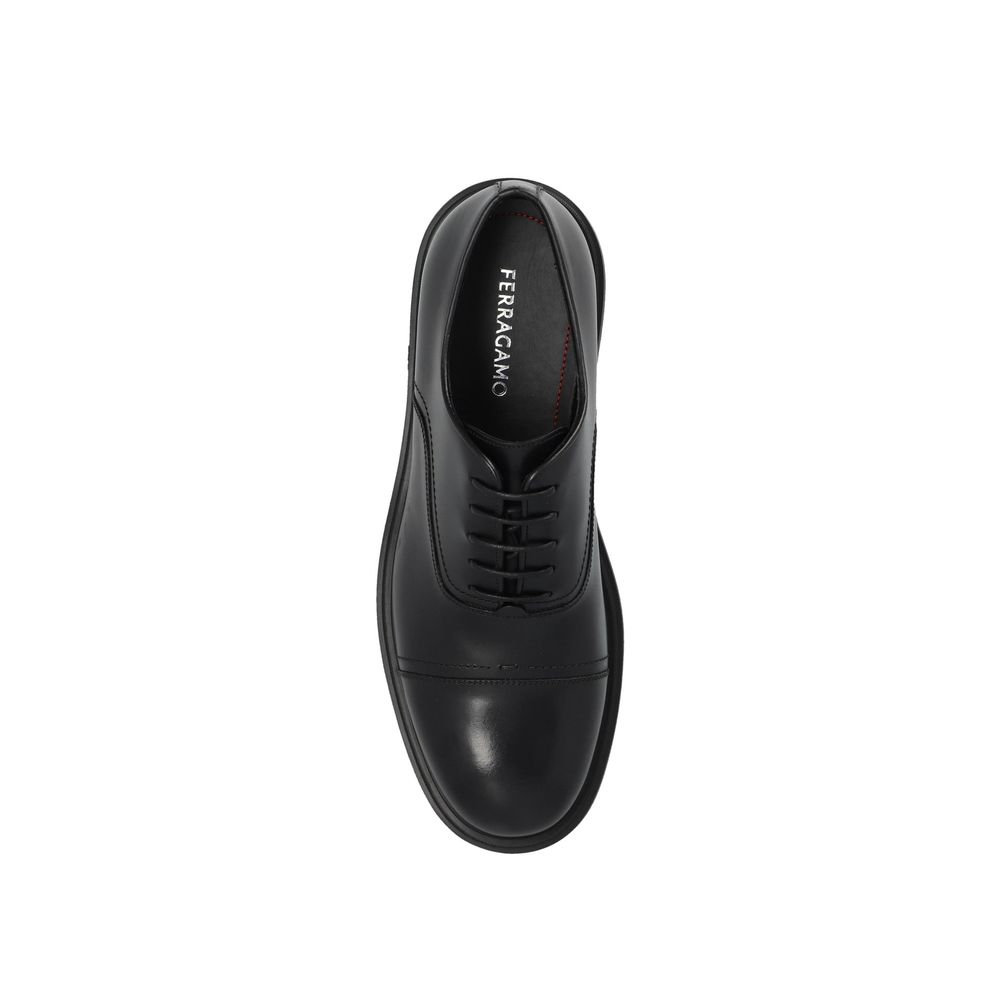 Salvatore Ferragamo Black Calfskin Oxfords And Derbies