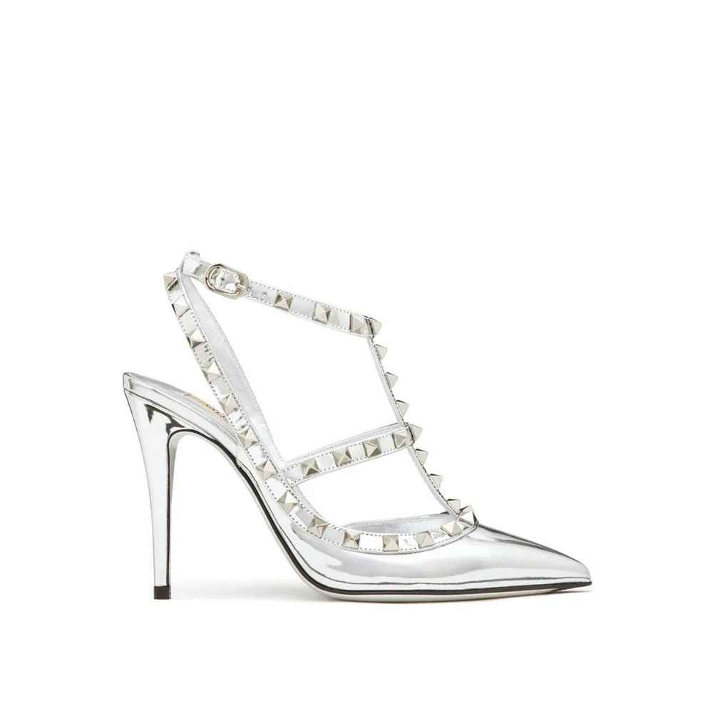 Valentino Garavani Silver Leather High Heel Pumps