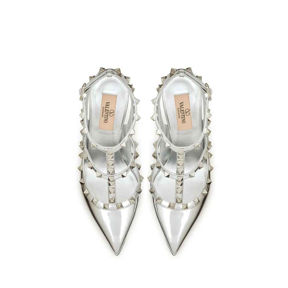 Valentino Garavani Silver Leather High Heel Pumps
