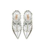 Valentino Garavani Silver Leather High Heel Pumps