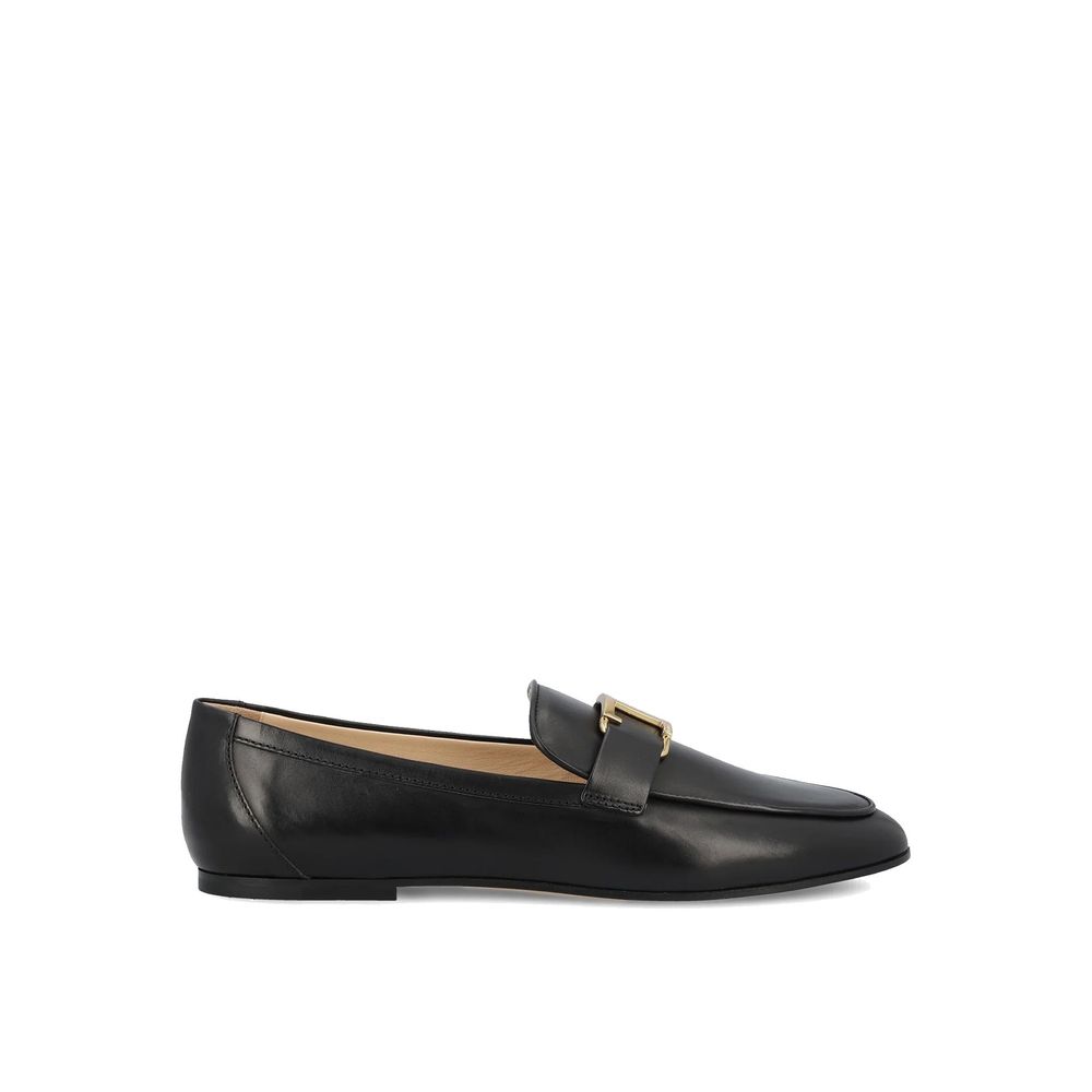 Tod's Black Calfskin Slip-On Loafers