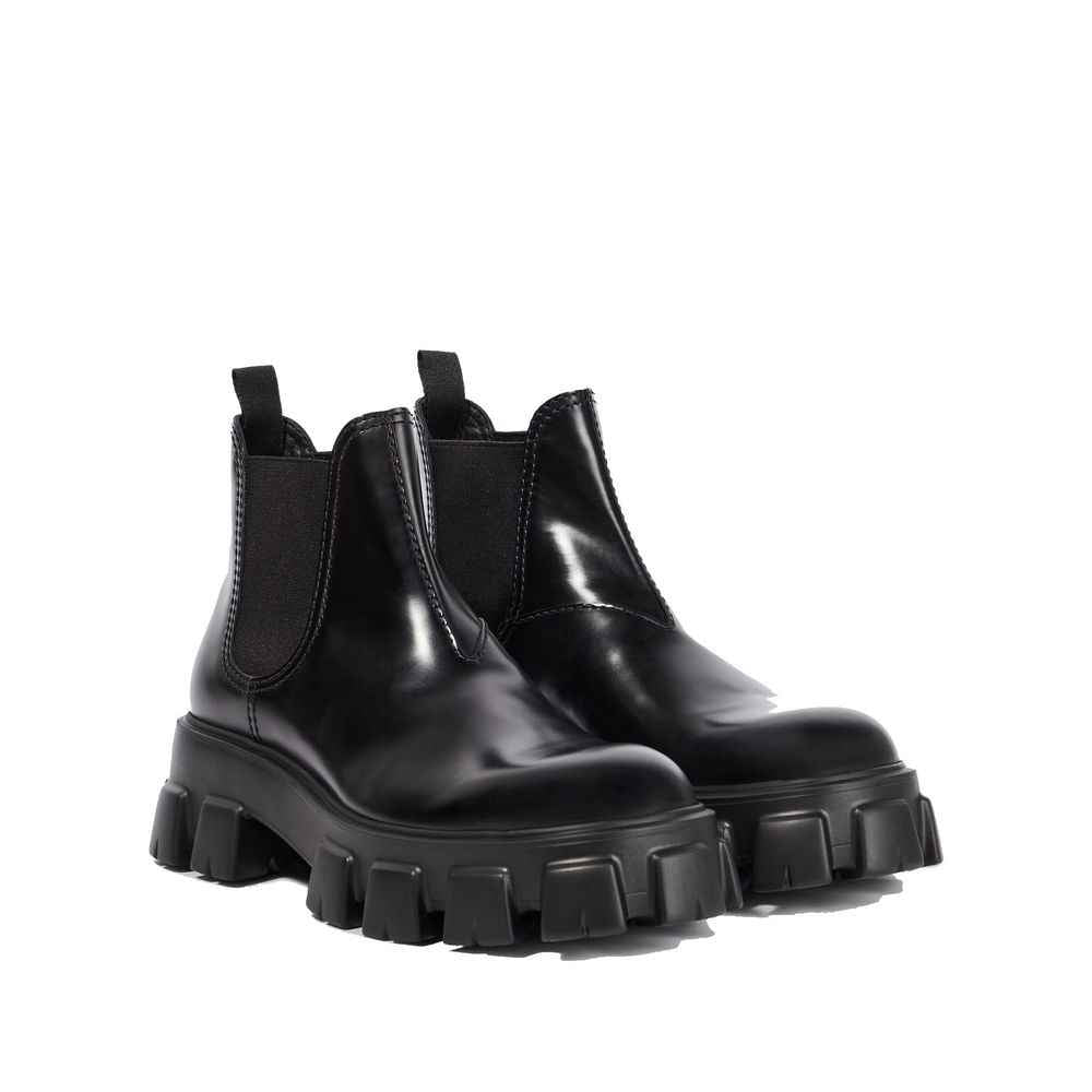 Prada Monolith Leather Ankle Boots