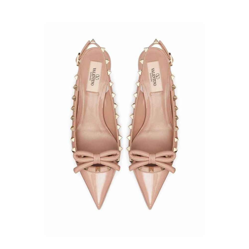 Valentino Garavani Beige Calfskin Mid Heel Pumps