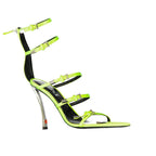 Versace Yellow Silk Stiletto Heel Sandals