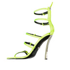 Versace Yellow Silk Stiletto Heel Sandals