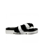 Stuart Weitzman Black Fur Slippers