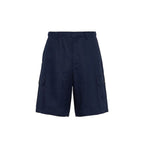 Prada Blue Linen Bermuda Shorts