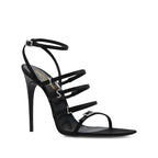 Saint Laurent Black Silk Stiletto Heel Sandals