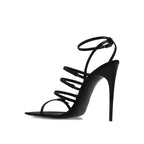 Saint Laurent Black Silk Stiletto Heel Sandals
