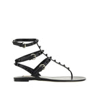 Valentino Garavani Black Calfskin Flat Sandals